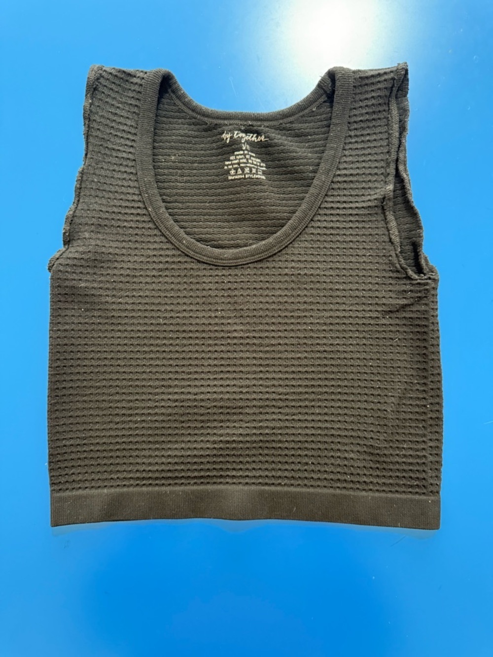 By Together Black Waffle Knit Cropped Tank. Fits XS. Great Condition.